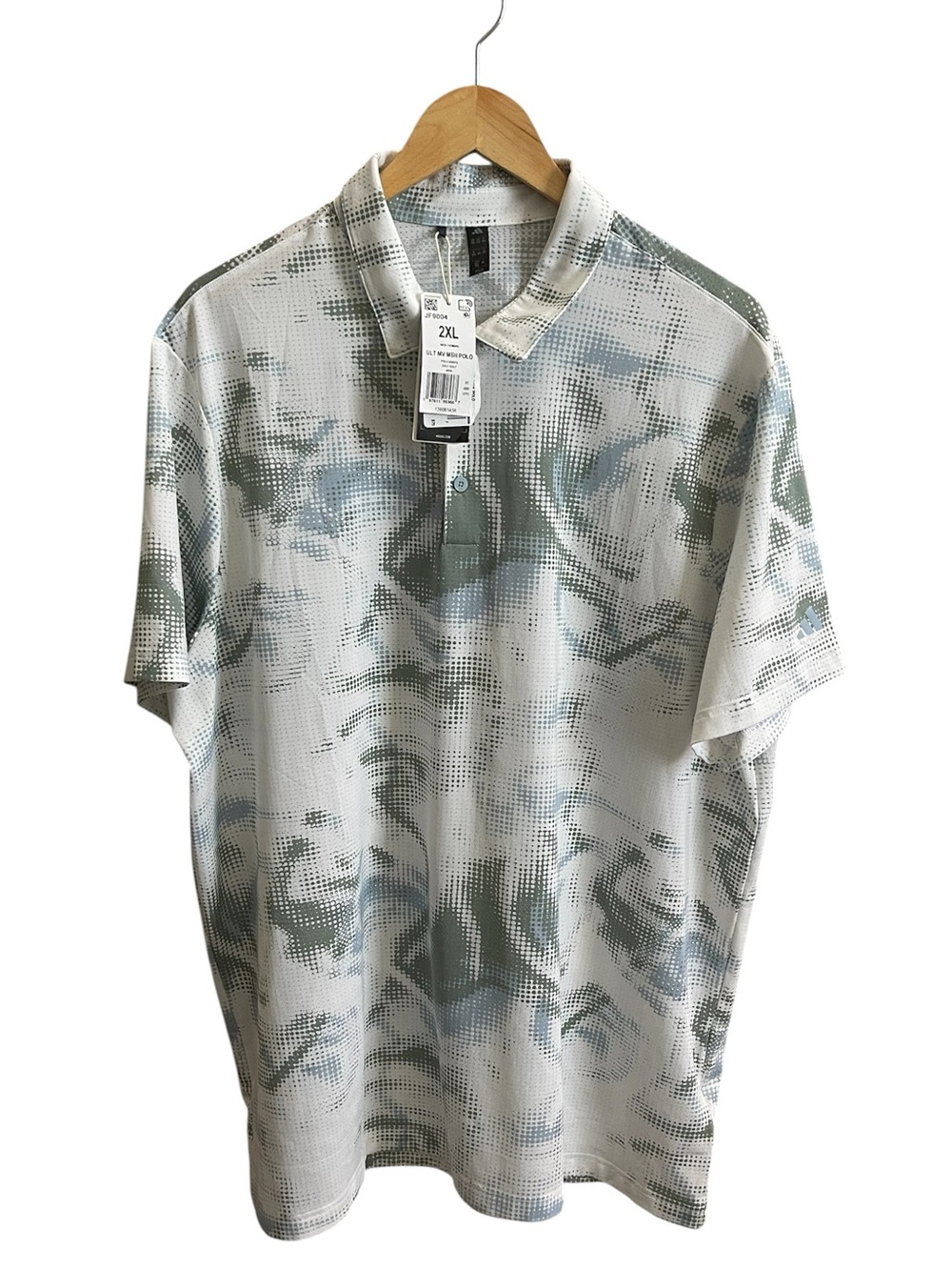 Adidas Golf Mens Polo Shirt XXL White Camo All Over Print Mesh JF9004 $70.00